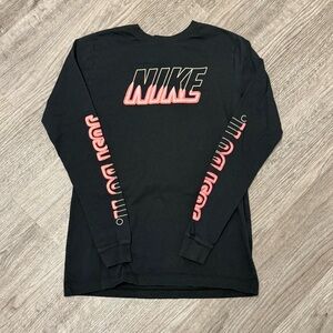 Nike Pink Flame Just Do It Logo Long Sleeve Youth Girls XL Black